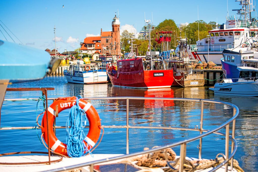 Fishing port of Ustka, Poland with old lighthouse ustka-3